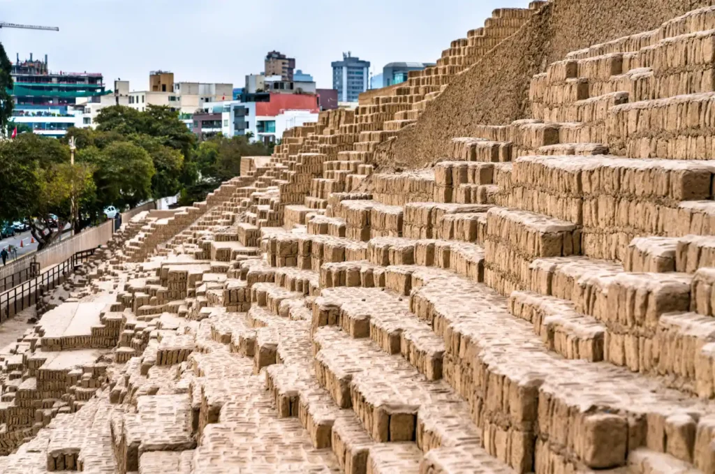 Huaca Pucllana in Miraflores stands up to 25 meters, Lima Peru